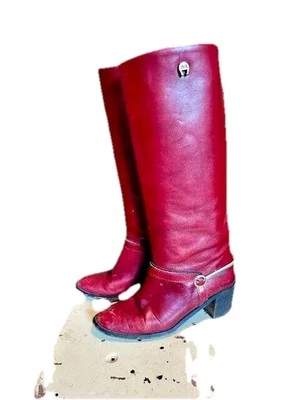 Botas de montar de cuero ETIENNE Aigner Oxblood de colección raras 7,5 - años 70 Foto 1 de 4