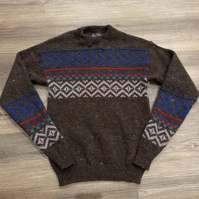 Pendleton Sweater Adult S Virgin Wool Thick Knit Geometric Fair Isle 70s Vtg USA - Image 1 of 4