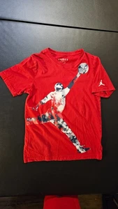 Air Jordan Short Sleeve Graphic T-Shirt Youth L Red Big Tie-Dye Jumpman Logo - Picture 1 of 6