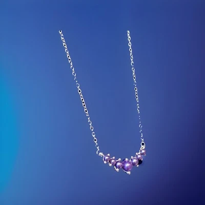 Graduated Purple  Pearl Necklace - White Gold - Image 1 of 2