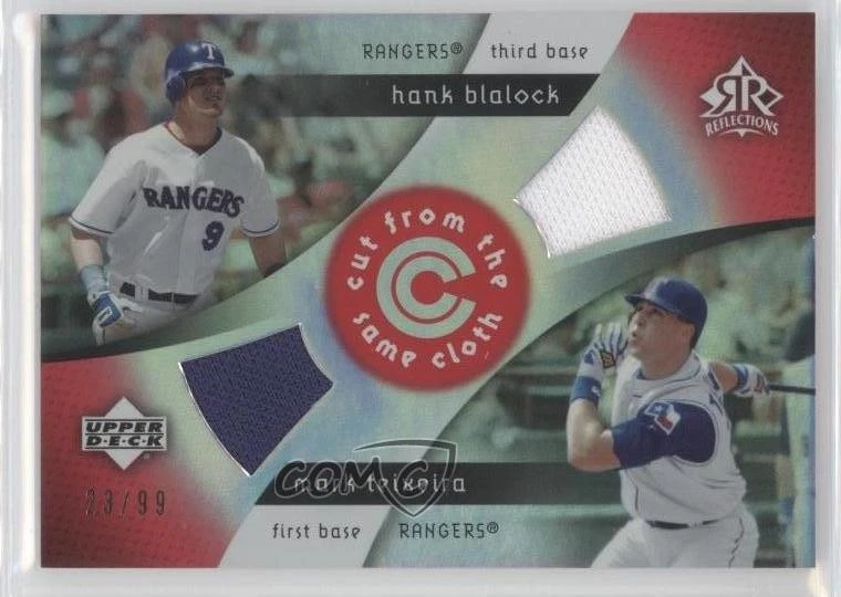 2005 Reflections Cut from the Same Cloth Red /99 Hank Blalock Mark Teixeira - Image 1 of 2