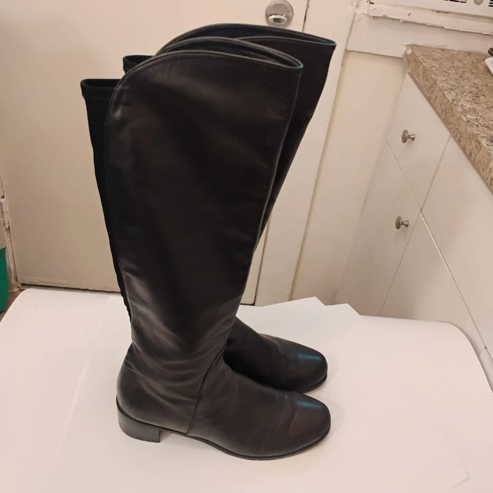 Botas hasta la rodilla Stuart Weitzman para mujer, cuero negro, para mujer 8,5 M  Foto 1 de 4