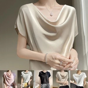 Everyday Essentials Womens Short Sleeve Satin T Shirt in Classic Colors - Picture 1 of 17