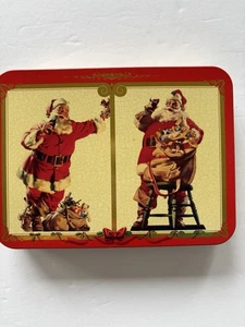 Vintage 1990er Weihnachtsmann Weihnachten Coca-Cola Nostalgie Spielkarten 2 Decks mit Dose - Bild 1 von 8