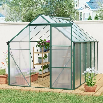 6'x10' Outdoor Walk-in Greenhouse Heavy Duty with Sliding Door for Garden Patio - Image 1 of 4