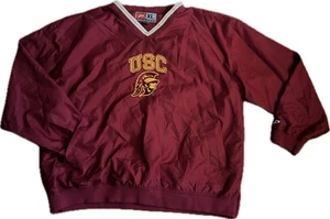 VTG USC Trojans NCAA Pro Player Pullover Windbreaker Jacket Men’s XL Red V-neck - Picture 1 of 15