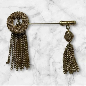 Vintage 60s EMMONS. chain tassel stick pin Tie 'N Tassel Marked gold Tone - Imagen 1 de 5