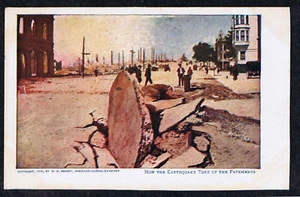 COME IL TERREMOTO STRAPPÒ IL MARCIAPIEDE CARTOLINA INDIVISA 1906 SAN FRANCISCO - Foto 1 di 2