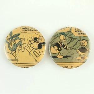 Disney Donald Looney Tunes Porky Bugs Vintage Pinbacks 2 Buttons Comics - Bild 1 von 4