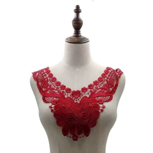 Flower Applique Lace Collar Trim Embroidered Neckline Sewing Patch Fabric N - Picture 1 of 21