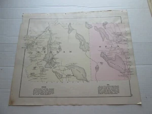 ONE (1) 1881 MAP OF DEDHAM, OTIS, DEDHAM VILLAGE+ #3, 1881 COLBY'S COUNTY. ATLAS - Picture 1 of 2