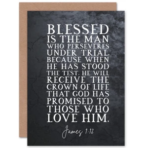 James 1:12 Persevere Receive The Crown Of Life Blank Greeting Card With Envelope - Bild 1 von 4