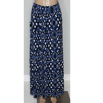 Falda para mujer Loveappella azul marino estampado geométrico con cintura elástica talla M Foto 1 de 4