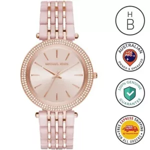 New Michael Kors Womens Watch Darci Rose Gold Blush Acetate Crystal Glitz MK4327 - Picture 1 of 10