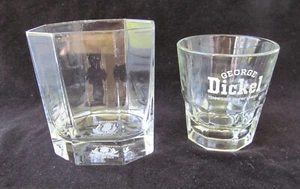 Lot of 2 Whiskey Glasses The Glenlivet 8 sided George Dickel Tennessee Whisky - Picture 1 of 5