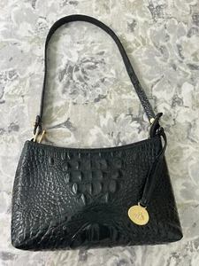 Bolso de Hombro Brahmin Negro Anytime Mini Melborn Cuero de Cocodrilo Usado en Excelente Condición - Imagen 1 de 7