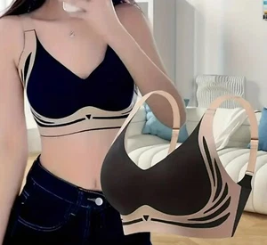 WOMEN’S WIRELESS SEAMLESS COMFORT BRA XXL BLACK & TAN COLOR *NIP!* - Picture 1 of 8