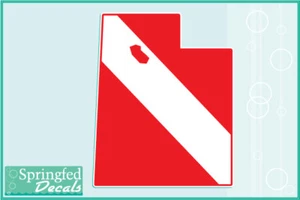 UTAH Shaped DIVE Flag Vinyl Decal Car Truck Sticker SCUBA Diving Decal - Foto 1 di 1