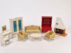 Kamin Sitzgruppe Regale Schrank Sofa Lundby 1:18 Puppenstube Puppenhaus - Picture 1 of 20