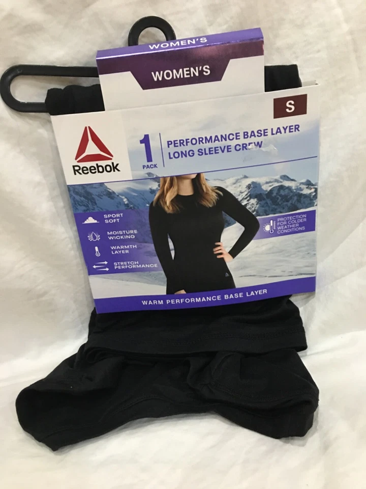 Reebok Warm Performance Base Layer Long Sleeve Crew Camo Black Women's S