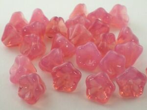 30% 25 Czech Glass Flower Beads 6x8mm Milky Strawberry (BX 5 - 8)