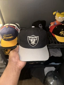 Vintage Starter Oakland Raiders Snapback Hat Black Gray Wool 90's LA - Picture 1 of 6