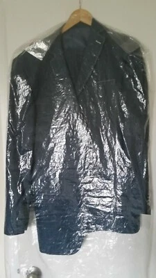 Enzo Tovare Italia Hombres Azul Sólido Lino Poliéster Traje Pantalones 34L Chaqueta 40 Foto 1 de 4