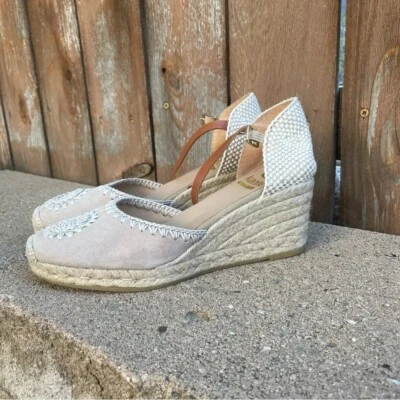 KANNA Women’s Sustainable Woven Tan Cream Platform Wedge Heel Size 39 - Image 1 of 4