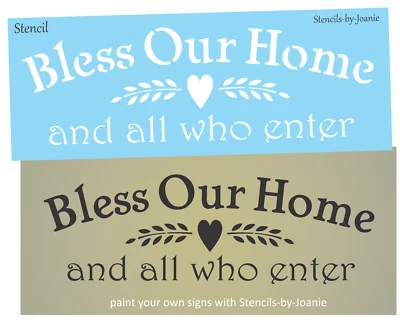 Stencil Bless Our Home Willow Wheat Branch Star Prim Country Family DIY Signs - Image 1 of 4