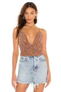 retrofete Michal Top Bronze Sequin Embellished Party L NWT $295 - Picture 1 of 5