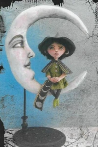 Modello bambola arte popolare in tessuto ""Moon Phases Witch"" di Susan Barmore - Foto 1 di 2