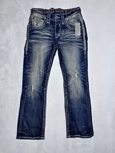 Pantalones de mezclilla desgastados Rock Revival Moseley para hombre talla 28 x 29 (entrepierna medida) - Imagen 1 de 9