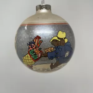 Paddington Bear Christmas Ornament Vintage 1980 Schmid Pizza Hut Eden Toys Ball - Picture 1 of 8