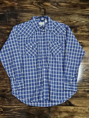 Eagle Crest Blue Plaid Pearl Snap Button Down Long Sleeve Shirt Size XL - Image 1 of 4