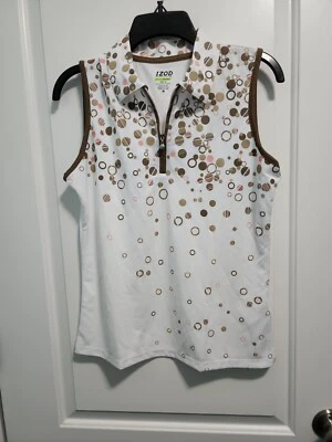 Izod White and brown cool max sleeveless athletic top - Image 1 of 4