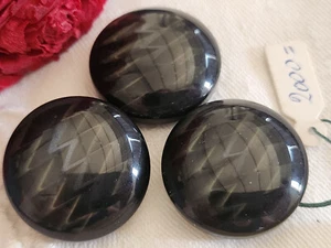 Trio boutons vintage gris inclusion bombé 2,5 cm pied ref 259 - Picture 1 of 4