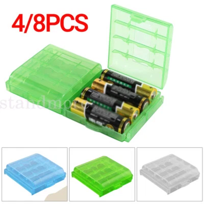 4/8x AA AAA Battery Batteries Storage Case Clear Holder Box Hard Plastic 5 Grid - Image 1 of 4