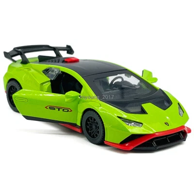 Lamborghini Huracán STO Modelo Coche Diecast Coche Juguete Coches Puertas Abiertas Verde Escala 1:40 Foto 1 de 4