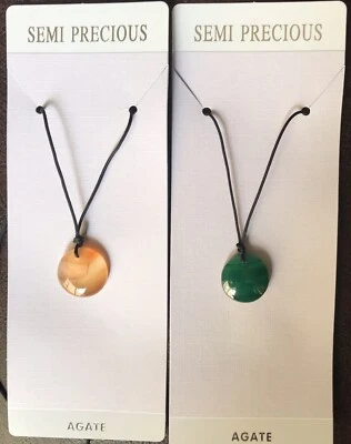 Lote de 2 collar colgante de ágata teñida con piedras preciosas para hombres y mujeres EE. UU. Foto 1 de 2