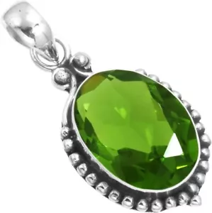 Peridot Topaz Gemstone Handmade 925 Sterling Silver Jewelry Pendant 1.9" - Picture 1 of 2