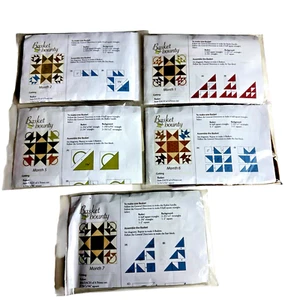 Pieced Basket Quilt 6-1/2" x 6-1/2" blocks 1,2,5,6,7 Fabric & pattern - Picture 1 of 12