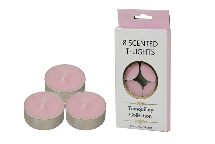 8-Pack Tranquility Tea Lights Scented Fresh Cut Roses Candle (4 Hour Burn) - Image 1 of 1