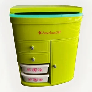 American Girl Truly Me Salon Center Caddy Green Mirror Dresser & Few Accessories - Picture 1 of 5
