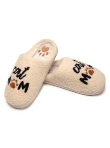 Cat Mom Indoor/Outdoor Cozy Slippers Unisex M/L 9-12 Novelty Living Royal New - Picture 1 of 2