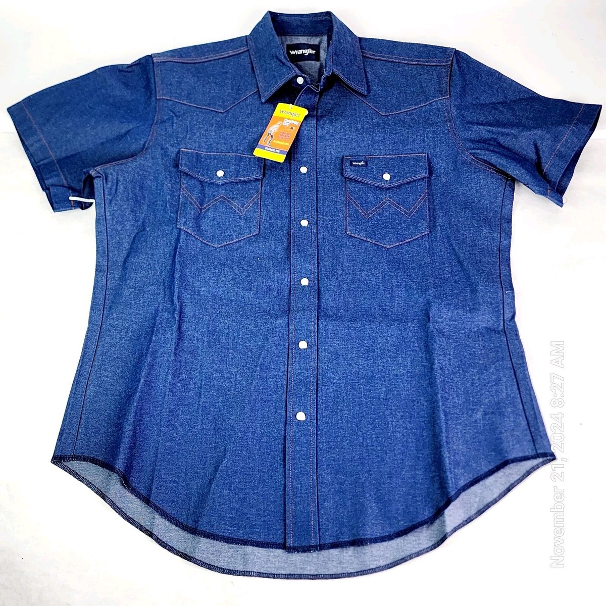 シャツ HUECLOSET Fake Denim Stitch Short Sleeve Shirt シャツ HUECLOSET Fake Denim Stitch Short Sleeve Shirt Lee