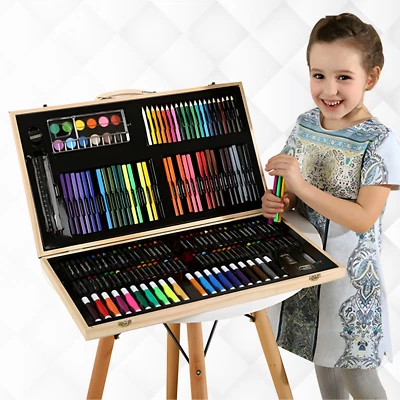 RLS 180pc Deluxe Wooden Colourful portable art colouring paint pen set
