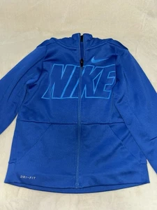 Nike Boys Therma Blue Graphic Full Zip Up Jacket/hoodie. Size 7 - Picture 1 of 8