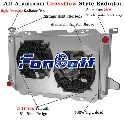 3 Row Radiator+Shroud Fan For 85-1997 Ford Bronco F150 F250 F350 5.8L 7.5L V8 Foto 1 de 4