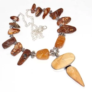 Cluster Maligano Jasper Birds Eye Jasper Beaded Gemstone Necklace 20" GW - Picture 1 of 3