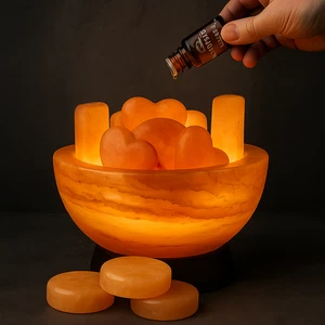Juego de tazones de masaje con sal del Himalaya con 5 piedras + 2 piedras de corazón - alivio de spa - Imagen 1 de 19